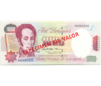 Especimen Sin Valor Billete 1000 Bolívares Febrero 1998 - Numisfila