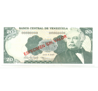 Especimen Sin Valor Billete 20 Bolívares Junio 1995  - Numisfila