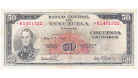 Billete 50 Bolívares 1963 K7 Serial K1471522 - Numisfila