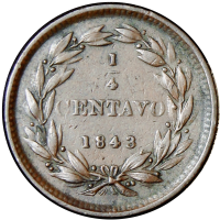Moneda ¼ Centavo - Monaguero 1843 - Numisfila