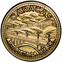 Medalla de Oro Autopista Caracas La Guira Paisajes Famosos de Venezuela Italcambio 1,5 g  - Numisfila