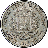 Moneda de Plata 2 Bolívares 1919 - Numisfila