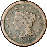 Moneda de Cobre EE. UU. One Cent 1850 Libertad - Numisfila