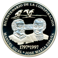 Gual y España Moneda de Plata 500 Bolívares 1997  - Numisfila
