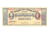 Billete Mexico 10 Pesos 1915 Estado de Chihuahua - Numisfila