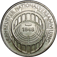 Alemania Moneda de Plata 5 Deutsche Mark 1973 Aniversario 125 Asamblea Nacional de Fráncfort  - Numisfila