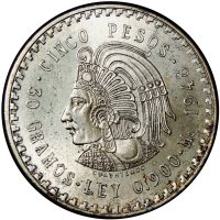 Moneda de Plata Mexico 5 Pesos 1948 Rey Cuauhtemoc - Numisfila
