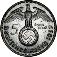 Moneda de Plata Alemania 5 Reichsmark 1937 D - 3er Reich  - Numisfila