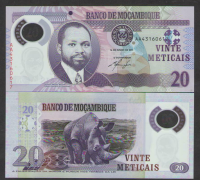 Billete Plastico Mozambique 20 Meticais de 2011 Rinoceronte - Numisfila