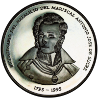 Medalla de Plata Oficial BCV Antonio José De Sucre 1995 - Numisfila