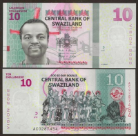 Billete Híbrido Suazilandia 10 Emalangeni 2015 - Numisfila