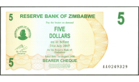 Billete Zimbabwe 5 Dolares 2006 - Numisfila