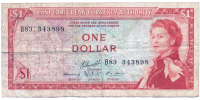 Billete Caribe del Este 1 Dólar 1965 Isabel II - Numisfila