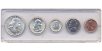 Estuche 5 Monedas EE.UU. 1954 Set One Cent, 5 Cents, One Dime, Quarter Dollar y Half Dollar Plata - Numisfila
