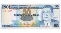 Billete Hondura 50 Lempiras 1993  Juan Manuel Galvez  - Numisfila