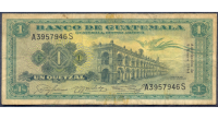 Billete Guatemala 1 Quetzal 1964 Palacio Capitanes - Numisfila