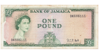 Billete Jamaica 1 Pound 1964 Reina Isabel II  - Numisfila