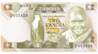 Billete Zambia 2 Kwacha 1987  - Numisfila