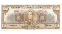 Billete 100 Bolívares Octubre 1950 Escaso C6 Serial C025728 - Numisfila