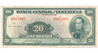 Billete 20 Bolívares Octubre 1947 C6 Serial C087587 - Numisfila