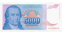 Billete Yugoslavia 5000 Dinara 1994 Dositej Obradovi? - Numisfila