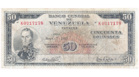 Billete 50 Bolívares 1963 K7 Serial K0717178 - Numisfila