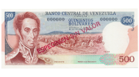 Billete Espécimen 500 Bolívares 1971/1972 El Guri - Numisfila