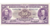 Billetes 10 Bolívares 1959 Y7 Serial Y2351732 - Numisfila