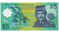 Billete Plástico Brunei 5 Ringgit 1996 - Numisfila