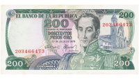 Billete Colombia 200 Pesos Oro 1978  Libertador Simón Bolívar - Numisfila