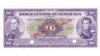  Billete 10 Bolívares 1963/70 Especimen Sin Valor Serial T0000000 - Numisfila