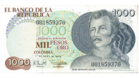 Billete Colombia 1000 Pesos Oro 1979 José Antonio Galán - Numisfila