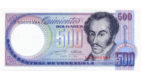 Billete 500 Bolívares 1990 T8 Serial Bajo T00002394 - Numisfila