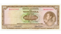 Billete 100 Bolivares 1963 N7 Serial N0087882 - Numisfila