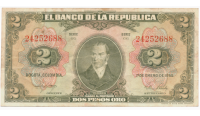 Billete Colombia 2 Pesos Oro 1955 Camilo Torres - Numisfila