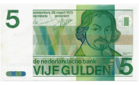 Billete Holanda 5 Gulden 1973 Joost van den Vondel  - Numisfila