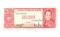 Billete Bolivia 100 Bolivianos 1962 Simon Bolivar - Numisfila