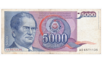 Billete Yugoslavia 5000 Dinara 1985 - Numisfila