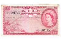 Billete Estados del Caribe Oriental 1 Dólar 1962 Reina Elizabeth ll - Numisfila