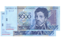 Billetes 5000 Bolívares 2000 Seriales Bajos A00000690 y A00000691 - Numisfila