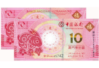 Set 2 Billetes Macao 10 Patacas 2023 Año del Conejo  - Numisfila