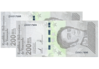 Z8 Reposición Billetes 200.000 Bolívares 2020 Seriales Z00017995 y Z00017996  - Numisfila
