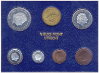 Países Bajos Set 6 Monedas y 1 Ficha Casa de la Moneda 1980 Reina Juliana  - Numisfila