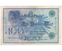 Billete Alemania Imperio 100 Mark 1908 Sello Verde  - Numisfila