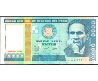 Billete de Peru 10.000 Intis 1988 - Numisfila