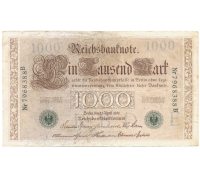 Billete Alemania 1000 Marcos 1910 Imperio Sello Verde  - Numisfila