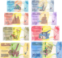  Madagascar Set Completo de 8 Billetes Emisión 2017 - Numisfila