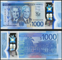  Billete Plástico Jamaica 1.000 Dólares 2022 Conmemorativo - Numisfila