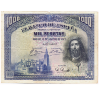 Billete España 1000 Pesetas 1928 Rey Fernando II - Numisfila