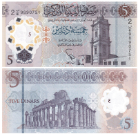 Billete Plástico Libia 5 Dinars 2021 Conmemorativo - Numisfila